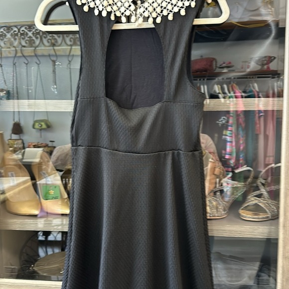 FREE PEOPLE Anthropologie Black Waffe Knit Collar Party Dress Size Small - Picture 8 of 8